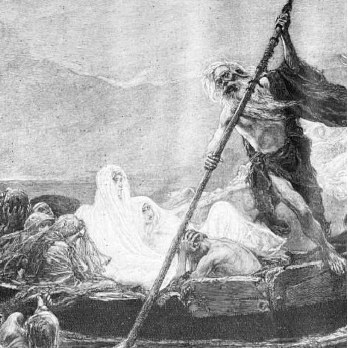 Charon is the famed ferryman of the Greek underworld who transports the souls of the newly dead across the rivers Styx or Acheron